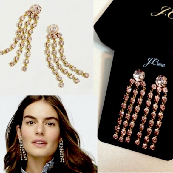 J. Crew Jewelry - JCREW Crystal Fringe Statement Earrings NWT Pink